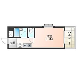 グローリ淀川 ワンルームの間取図画像