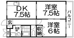 メゾンルミエール 2DKの間取図画像
