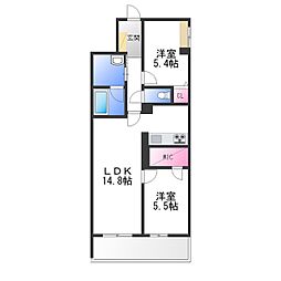 堺市東区丈六アパート 2LDKの間取図画像