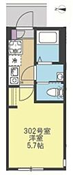 リアンセ 1Kの間取図画像