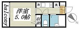 フルセイル新川 1Kの間取図画像