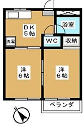 メゾン日吉 2DKの間取図画像