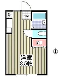 ニッコウB号棟 ワンルームの間取図画像