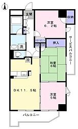 パウロニアビューコート 3DKの間取図画像