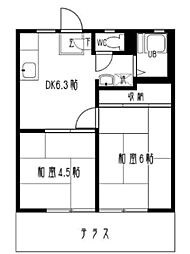 サニーハイツ 2DKの間取図画像