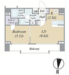 AXAS桜台Sta. 8階1LDKの間取り
