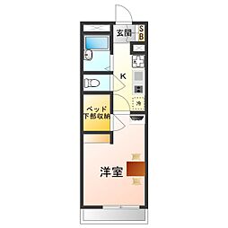 レオパレスパサート 1Kの間取図画像