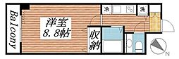 ロリエタワー川崎 1Kの間取図画像