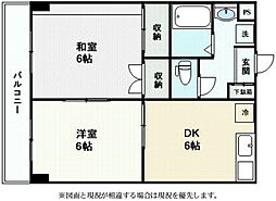 アネックスフジ 2DKの間取図画像