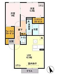 フェニックス小仙波D 2LDKの間取図画像