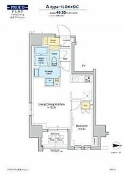 プラウドフラット浅草アベニュー 8階1LDKの間取り