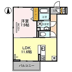 T'sコート水明 1LDKの間取図画像