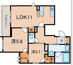 シャーメゾン南大塚 2階2LDKの間取り
