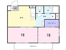 フォレストガーデン武蔵砂川 2DKの間取図画像