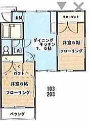 コート瑞穂第一 2DKの間取図画像