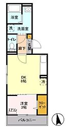 チェリーブラッサム 2階1DKの間取り