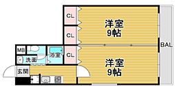 キャッスルプラザ甲子園アネックス 2Kの間取図画像