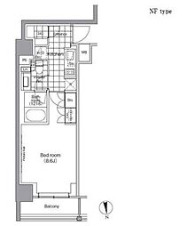 パークハビオ門前仲町 1Kの間取図画像