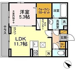 フェリシア 1LDKの間取図画像
