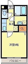 クロスロード 1Kの間取図画像