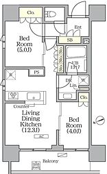 グランエール西日暮里 2LDKの間取図画像