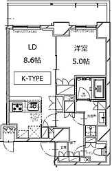 エスレジデンス月島 9階1LDKの間取り