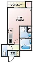 ＴＨＥ　ＮＯＢＬＥＳ諏訪野町II 1階ワンルームの間取り