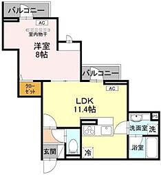 D-Sereno志木柏町 1LDKの間取図画像