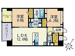 ブレス南福岡駅前 2SLDKの間取図画像