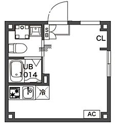 リバース笹塚 1階ワンルームの間取り