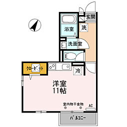 プランドール国立 ワンルームの間取図画像