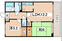 ビューテラス東新町 2LDKの間取図画像