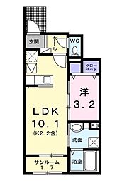 アルドーレ 1階1LDKの間取り