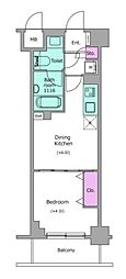 クレヴィアリグゼ西巣鴨 1DKの間取図画像