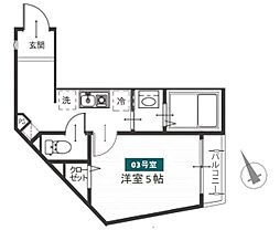 メルディア西府 1Kの間取図画像