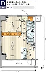 スカイコートお茶の水 1LDKの間取図画像