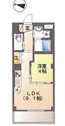 コンフォート若木 4階1LDKの間取り
