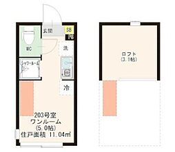 ハーモニーテラス・ＣＯＲＥ　ＳＴＹＬＥ　池袋 2階ワンルームの間取り