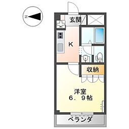 ポートM 1Kの間取図画像
