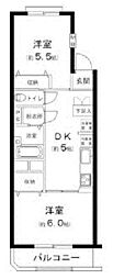 市ヶ谷ローヤルコーポ 2DKの間取図画像