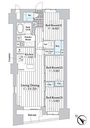 ザ・グランクラッセ日本橋イースト 3LDKの間取図画像