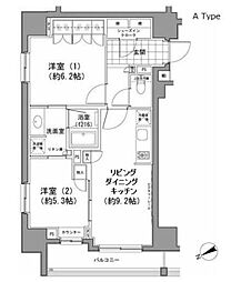 パークハビオ八丁堀 2LDKの間取図画像