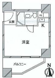八丁堀東豊エステート ワンルームの間取図画像