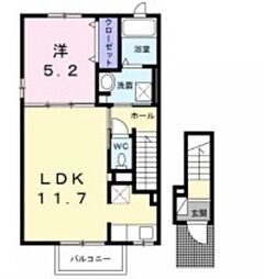 オーブ 1LDKの間取図画像