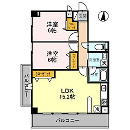 フレア・ブローリー 2LDKの間取図画像