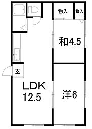 セジュールパレ 2LDKの間取図画像