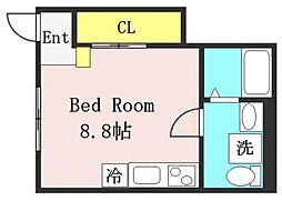ゲートタウン矢野口 1階ワンルームの間取り