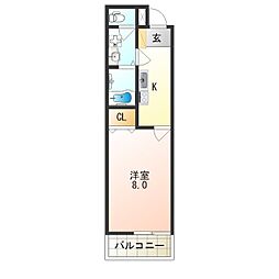 メリー住之江公園 1Kの間取図画像