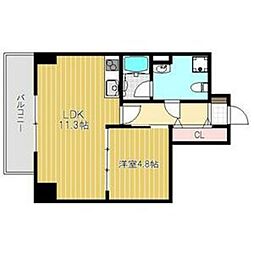 アクエルド緑地公園 1LDKの間取図画像