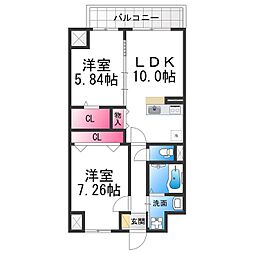 FREEDOM residence堺寺地町 2LDKの間取図画像